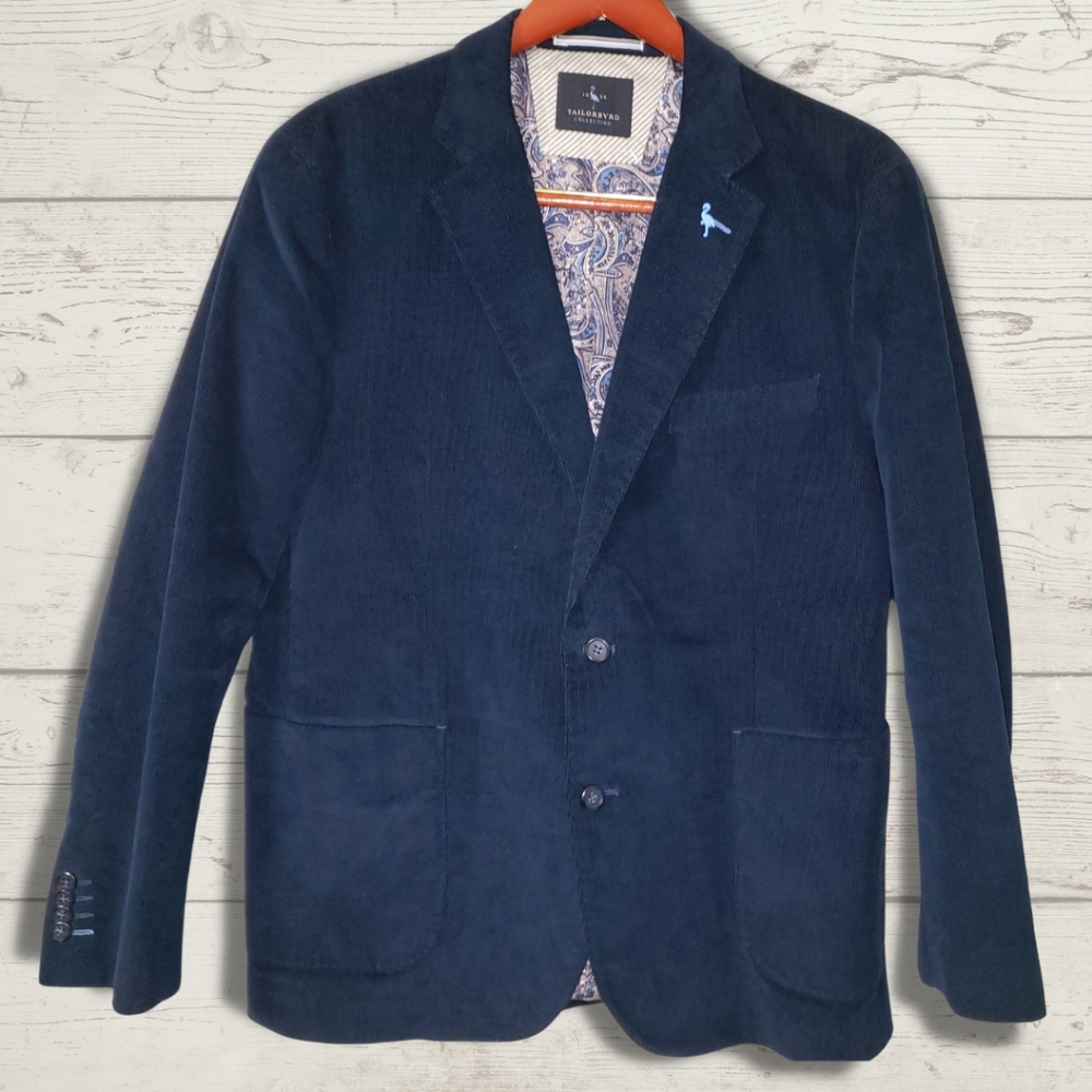 MINT - TAILORBYRD Blazer Jacket, Navy Blue, 44R, XL, 2 Button, 3 Pockets